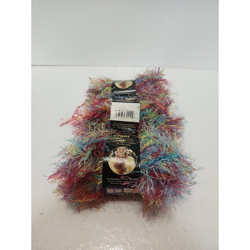 3 NEW SKEINS OF LION BRAND FUN FUR PRINTS EYELASH YARN COLOR 210 *RAINBOW*